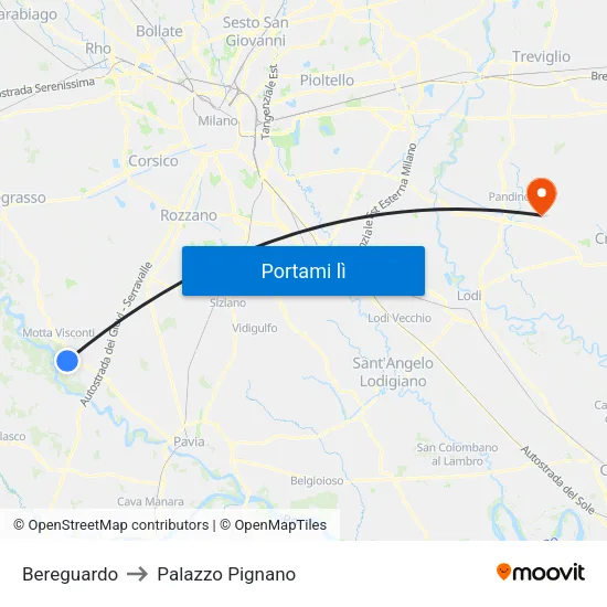 Bereguardo to Palazzo Pignano map