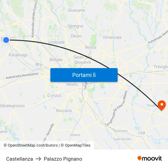 Castellanza to Palazzo Pignano map