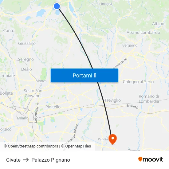 Civate to Palazzo Pignano map