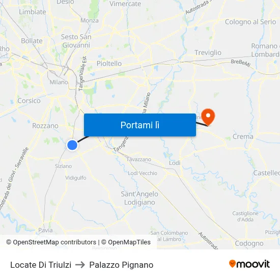 Locate Di Triulzi to Palazzo Pignano map