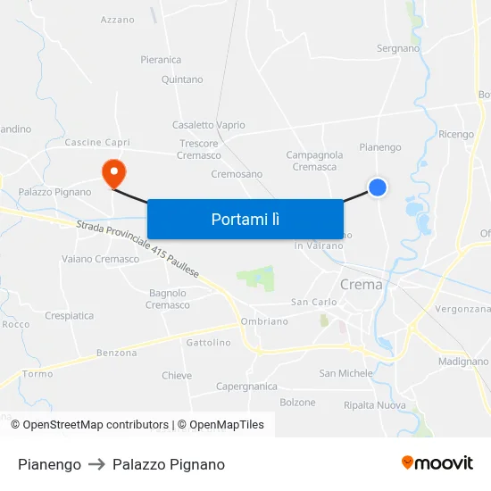 Pianengo to Palazzo Pignano map