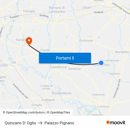 Quinzano D' Oglio to Palazzo Pignano map