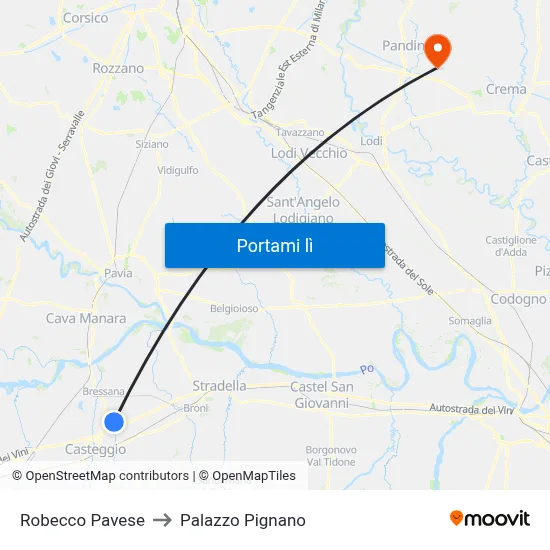 Robecco Pavese to Palazzo Pignano map