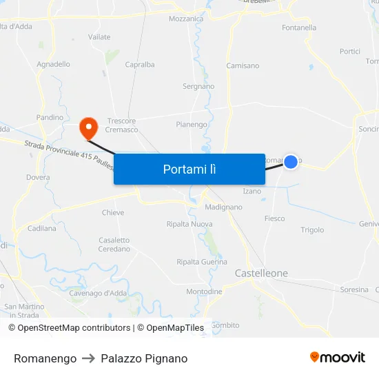 Romanengo to Palazzo Pignano map