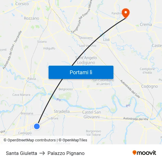 Santa Giuletta to Palazzo Pignano map