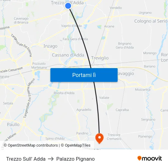 Trezzo Sull' Adda to Palazzo Pignano map