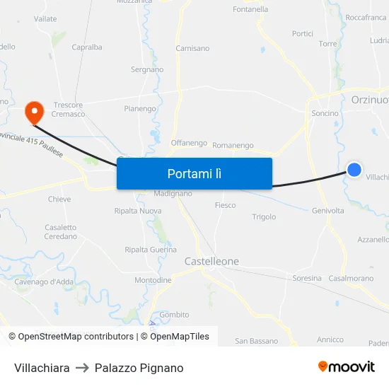 Villachiara to Palazzo Pignano map