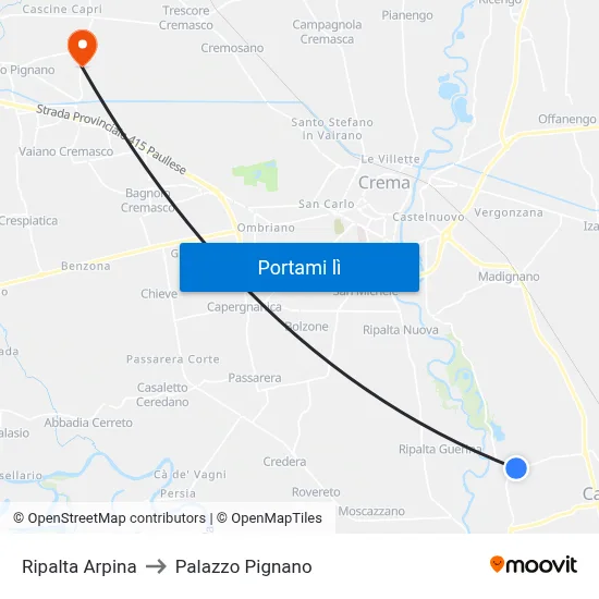 Ripalta Arpina to Palazzo Pignano map