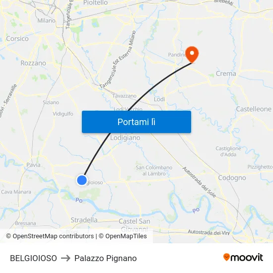 BELGIOIOSO to Palazzo Pignano map