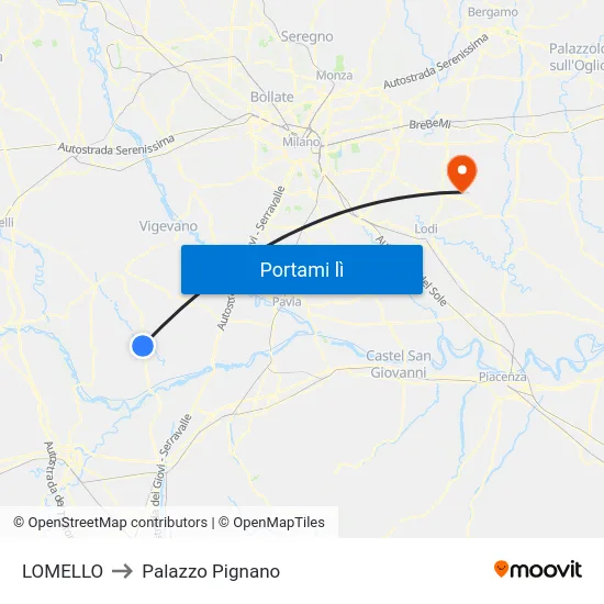 LOMELLO to Palazzo Pignano map