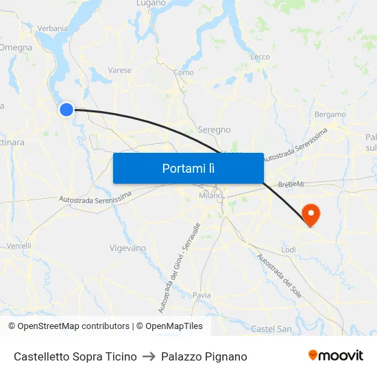 Castelletto Sopra Ticino to Palazzo Pignano map