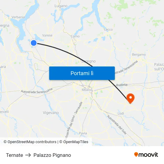Ternate to Palazzo Pignano map