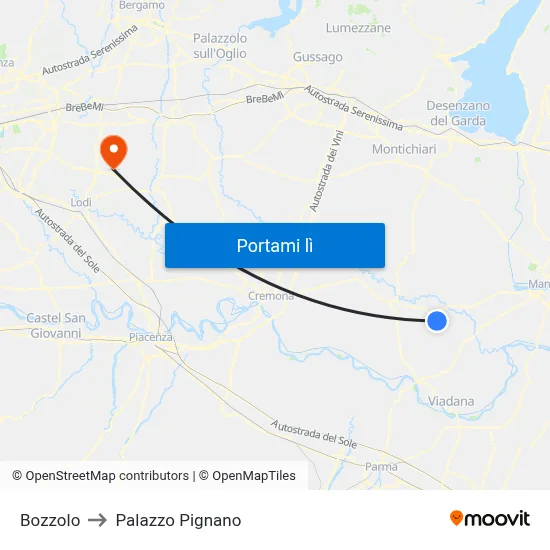 Bozzolo to Palazzo Pignano map