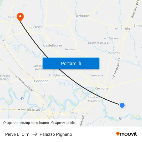 Pieve D' Olmi to Palazzo Pignano map