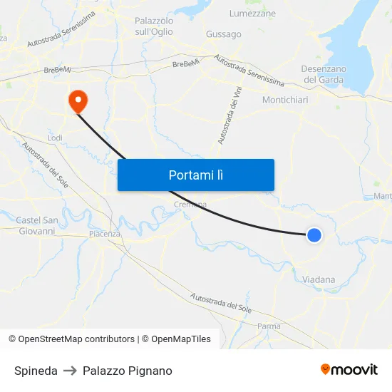 Spineda to Palazzo Pignano map