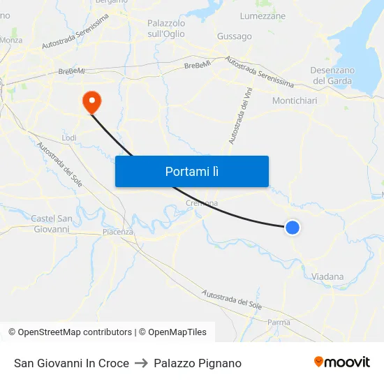 San Giovanni In Croce to Palazzo Pignano map