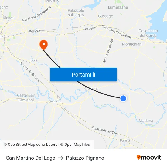 San Martino Del Lago to Palazzo Pignano map