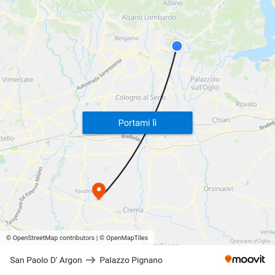 San Paolo D' Argon to Palazzo Pignano map