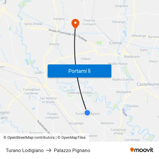 Turano Lodigiano to Palazzo Pignano map