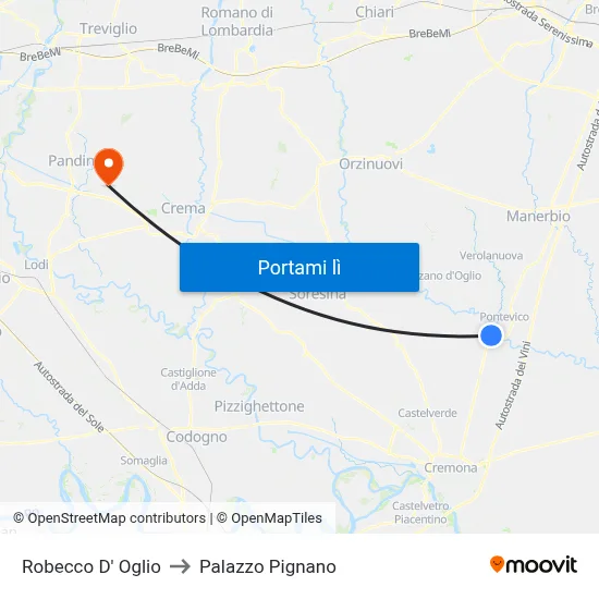 Robecco D' Oglio to Palazzo Pignano map
