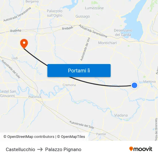 Castellucchio to Palazzo Pignano map