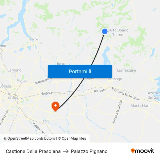 Castione Della Presolana to Palazzo Pignano map