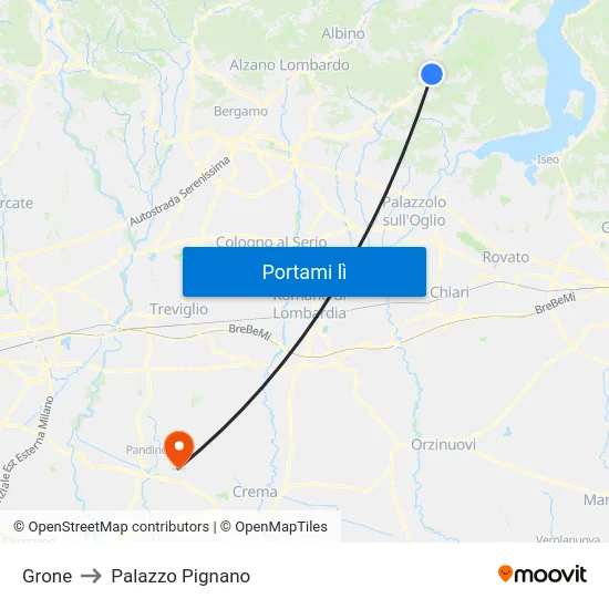 Grone to Palazzo Pignano map