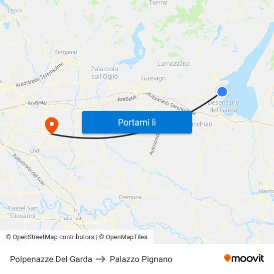 Polpenazze Del Garda to Palazzo Pignano map