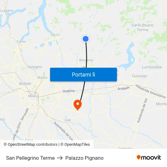 San Pellegrino Terme to Palazzo Pignano map
