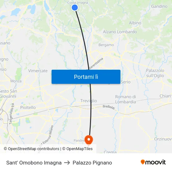 Sant' Omobono Imagna to Palazzo Pignano map