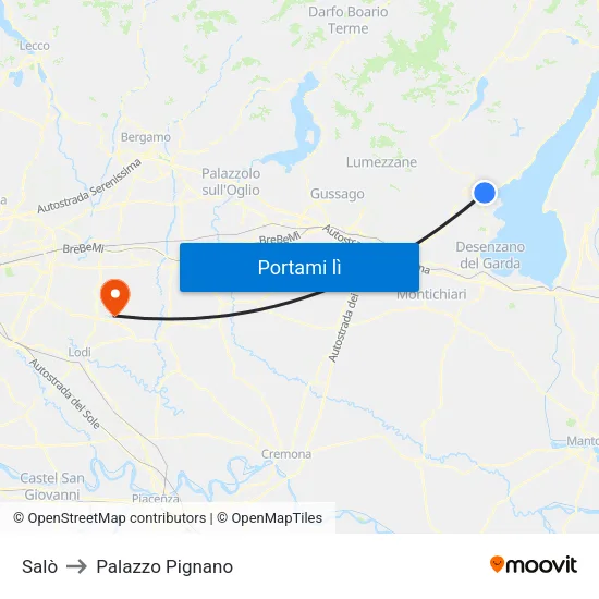 Salò to Palazzo Pignano map