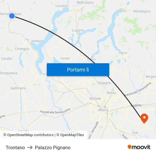 Trontano to Palazzo Pignano map