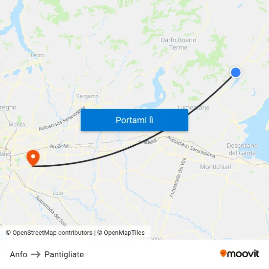 Anfo to Pantigliate map