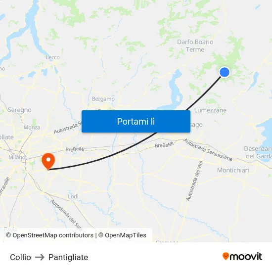 Collio to Pantigliate map
