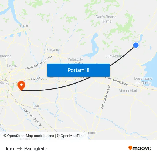 Idro to Pantigliate map