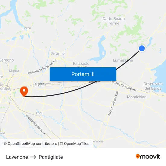Lavenone to Pantigliate map