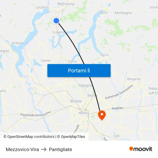 Mezzovico-Vira to Pantigliate map