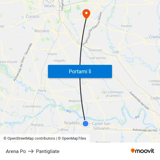 Arena Po to Pantigliate map