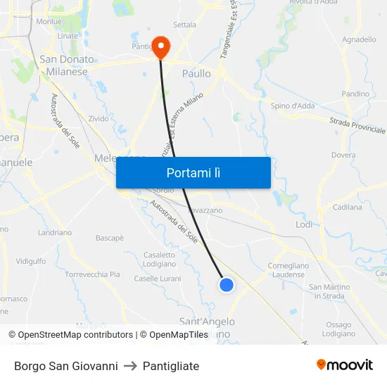 Borgo San Giovanni to Pantigliate map