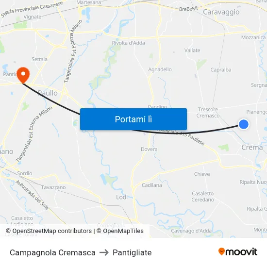Campagnola Cremasca to Pantigliate map