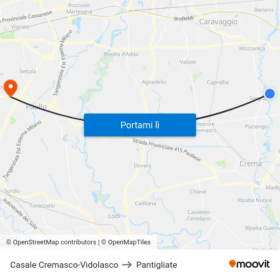 Casale Cremasco-Vidolasco to Pantigliate map