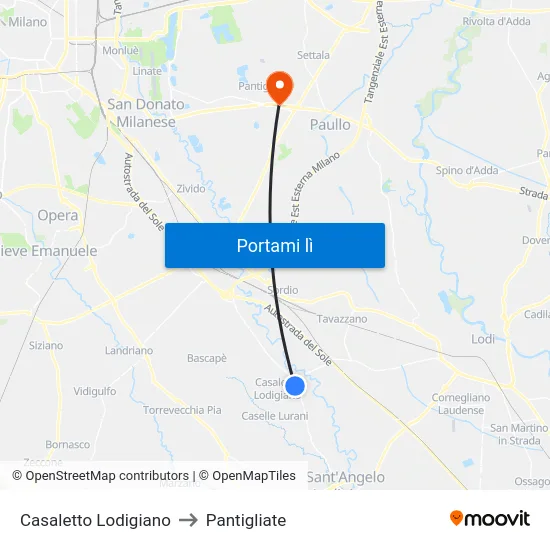Casaletto Lodigiano to Pantigliate map