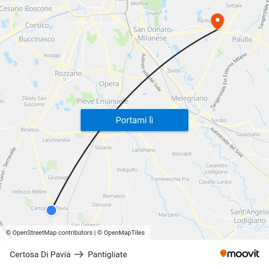 Certosa Di Pavia to Pantigliate map