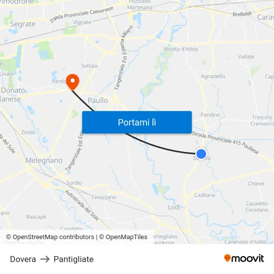 Dovera to Pantigliate map