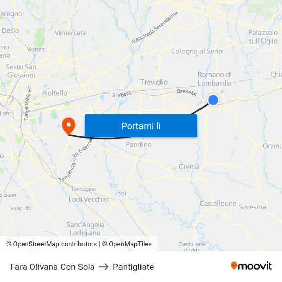 Fara Olivana Con Sola to Pantigliate map