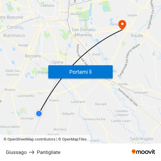 Giussago to Pantigliate map