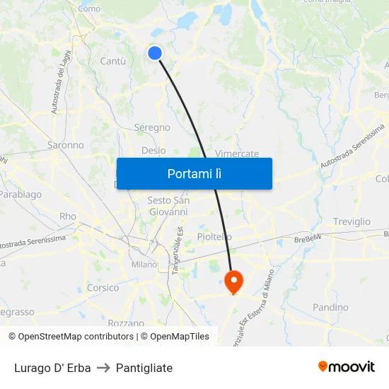 Lurago D' Erba to Pantigliate map