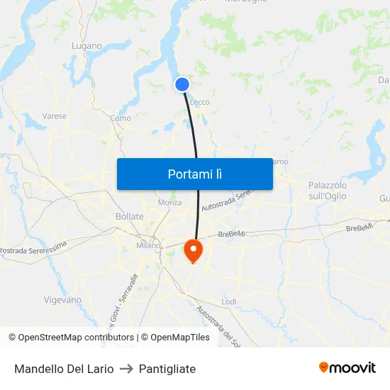 Mandello Del Lario to Pantigliate map