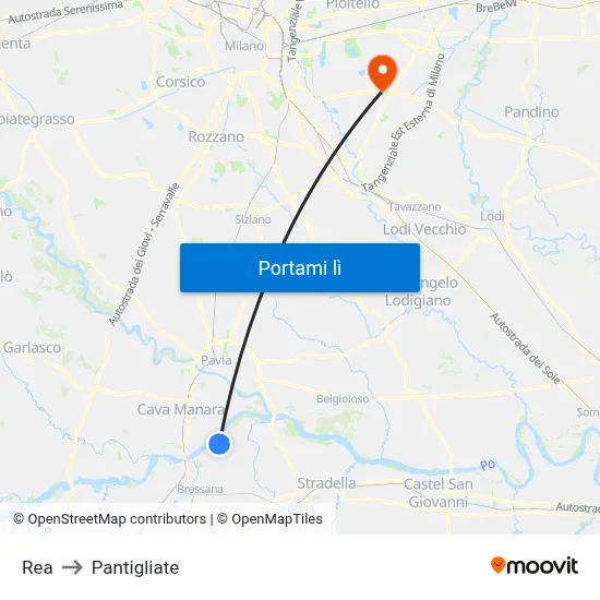 Rea to Pantigliate map