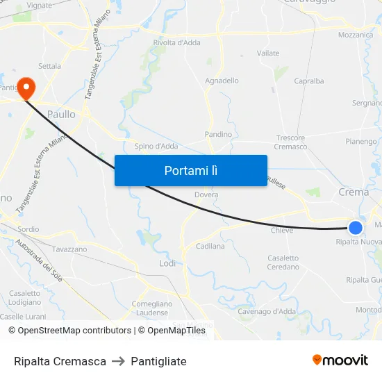 Ripalta Cremasca to Pantigliate map